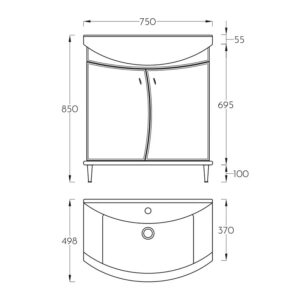 Lavabo sa ormaricem Pino Art Mond 75 cm bela