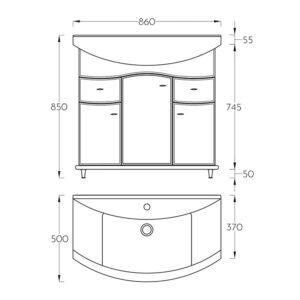 Lavabo sa ormaricem Pino Art Mond 85 cm bela