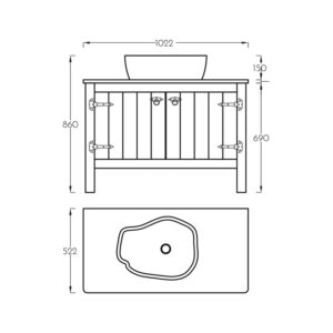 Lavabo sa ormaricem Pino Art Paradizo 102 cm