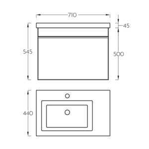Lavabo sa ormaricem Pino Art Rio 70 cm bela