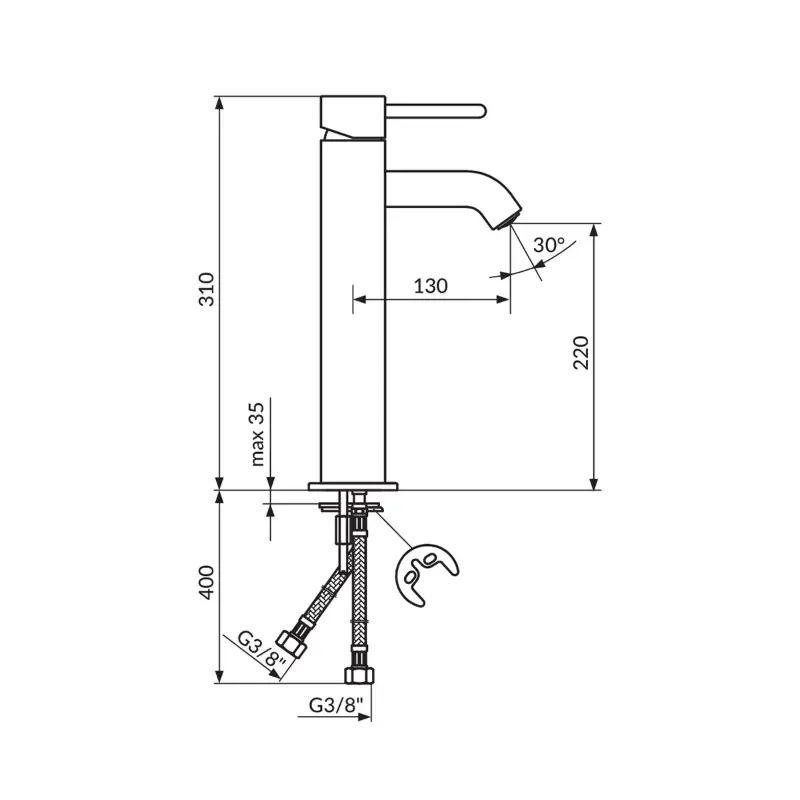 Rosan Dark slavina za lavabo visoka (JD30109) - Slika 3