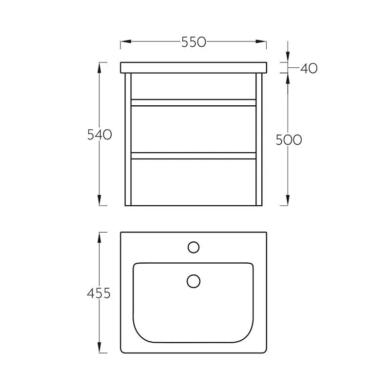 PINO ART Toledo lavabo sa ormarićem sa fiokama 55cm - Slika 2