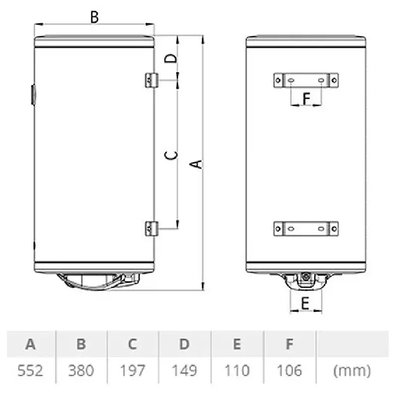 TERMORAD BT 30 l 103000 tehnički crtež