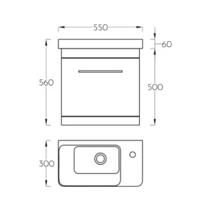 Lavabo sa ormaricem Pino Art Luxor 54 cm bela