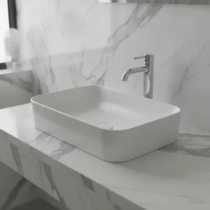Peštan Fluenta Round pravougaoni nadgradni lavabo 61,5 × 36 cm beli (40008299)
