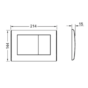 TECE Planus tipka 9240366 tehničke dimenzije Tehnički crtež TECE Planus tipke stari mesing 9240366 dimenzija 21,4x14,4x1,5 cm