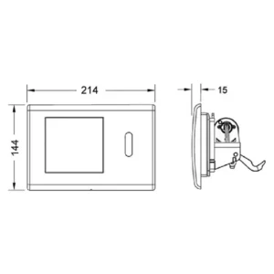 Tehnički crtež TECE Planus senzorske tipke 9240352 dimenzija 21,4x14,4x1,5 cm