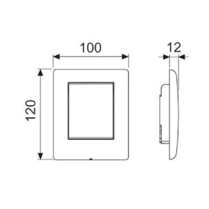 Tehnički crtež TECE Planus tipke za pisoar 9242310 dimenzija 10x12x1,2 cm