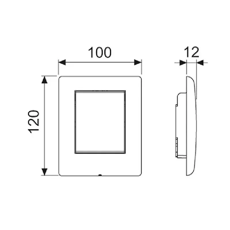 Tehnički crtež TECE Planus tipke za pisoar 9242310 dimenzija 10x12x1,2 cm
