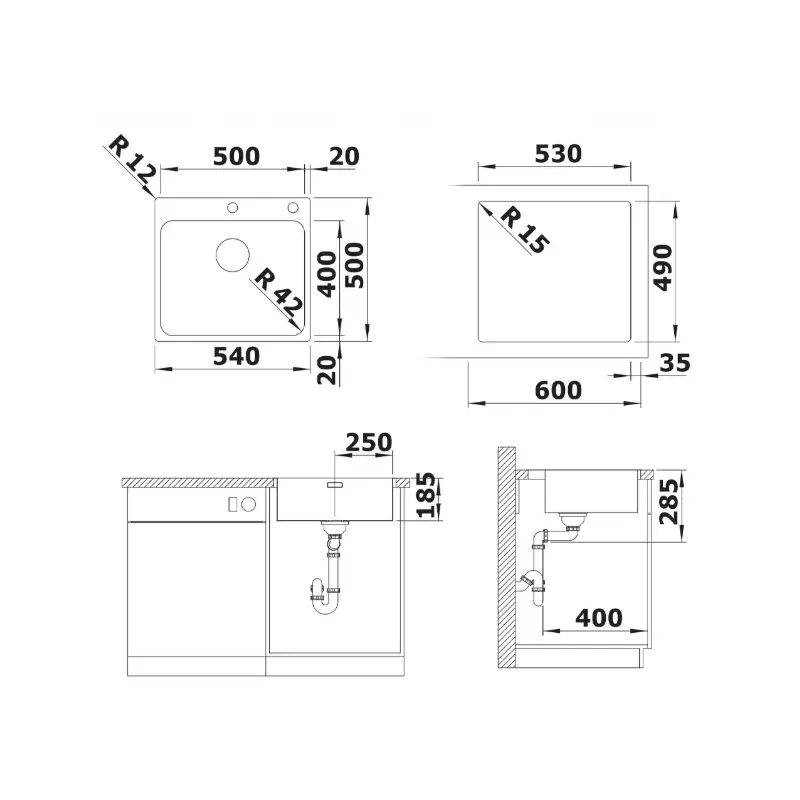 Blanco Solis 500-IF/A sudopera 54x50 cm brušeni inox sa PushControl 526124