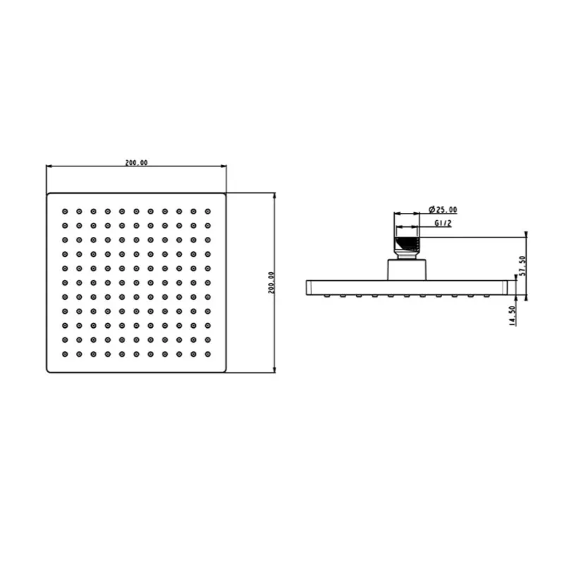 Herz Unitas SQ nadglavna tuš ruža 200x200 mm ABS (UH12112) - Slika 3