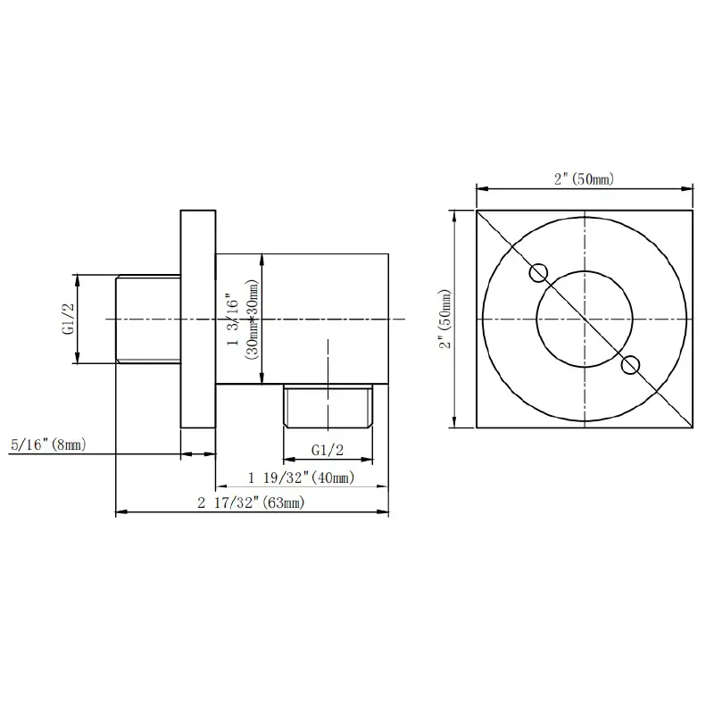 Herz Unitas zidni priključak za tuš crevo 1/2" – crna (UH12214B) - Slika 3