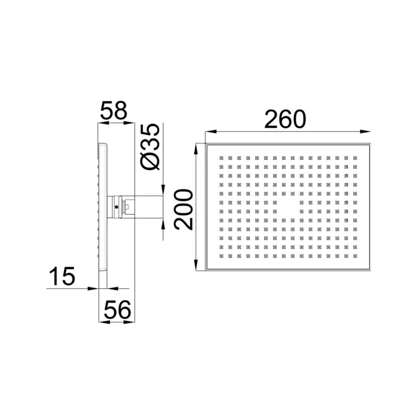 Herz Unitas nadglavna tuš ruža 260x200 mm ABS (UH12106) - Slika 3