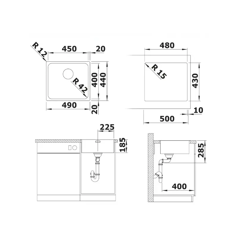 Blanco Solis 450-IF sudopera 49x44 cm brušeni inox 526121