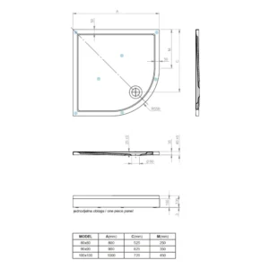 Aquaestil Teso R90 tuš kada 90×90 cm bela akrilna šifra 6032070
