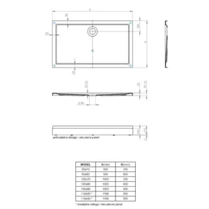Aquaestil Teso pravougaona tuš kada 110×80 cm bela akrilna šifra 6034820