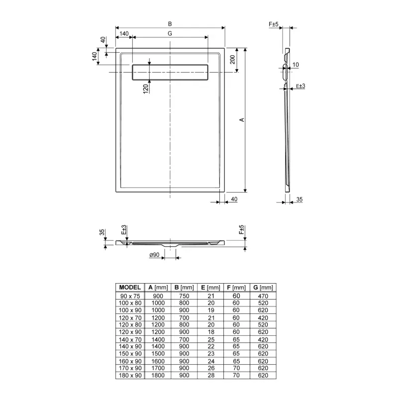 Aquaestil Omega pravougaona tuš kada 120×80 cm bela akrilna (6034080) - Slika 2