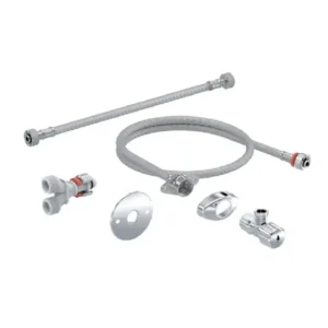 Tehnički prikaz GEBERIT AquaClean seta priključaka 249.801.00.1 za vodu, sa Y-račvom, ugaonim ventilom 1/2" i 2 fleksibilna creva 3/8"