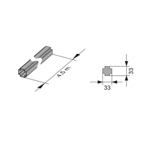 Tehnički crtež TECE Profil profilne cevi 33x33 mm 9000000