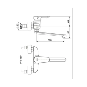 Herz Unitas Infinity i70 slavina za sudoperu 00205 zidna hrom jednoručna