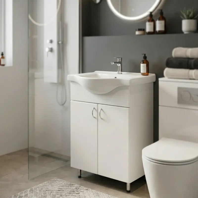 Lavabo sa ormarićem EKO 55 beli kupatilski ormarić sa umivaonikom