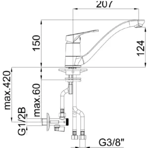 Herz Unitas Project m20 slavina za sudoperu 01185 3 cevi sa ek ventilima hrom