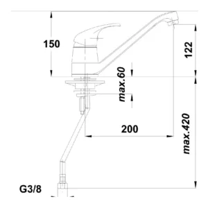 Herz Unitas Simpaty S21 slavina za sudoperu 00183 hrom jednoručna