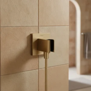 Hansgrohe FixFit E zidni priključak za tuš crevo sa držačem ručnog tuša – brušena bronza (26889140)