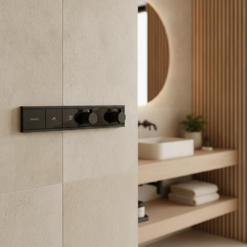 Hansgrohe RainSelect maska za ugradnu slavinu za kadu sa termostatom za 2 funkcije – mat crna (15380670)