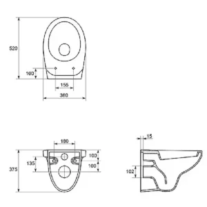 Tehnički prikaz Geberit GEBERIT SET2 ugradnog vodokotlića dimenzija 50 × 112 × 12 cm sa priključnim setom Ø90 mm, PE-HD kolenom Ø90/90 mm i prelazom Ø90/110 mm