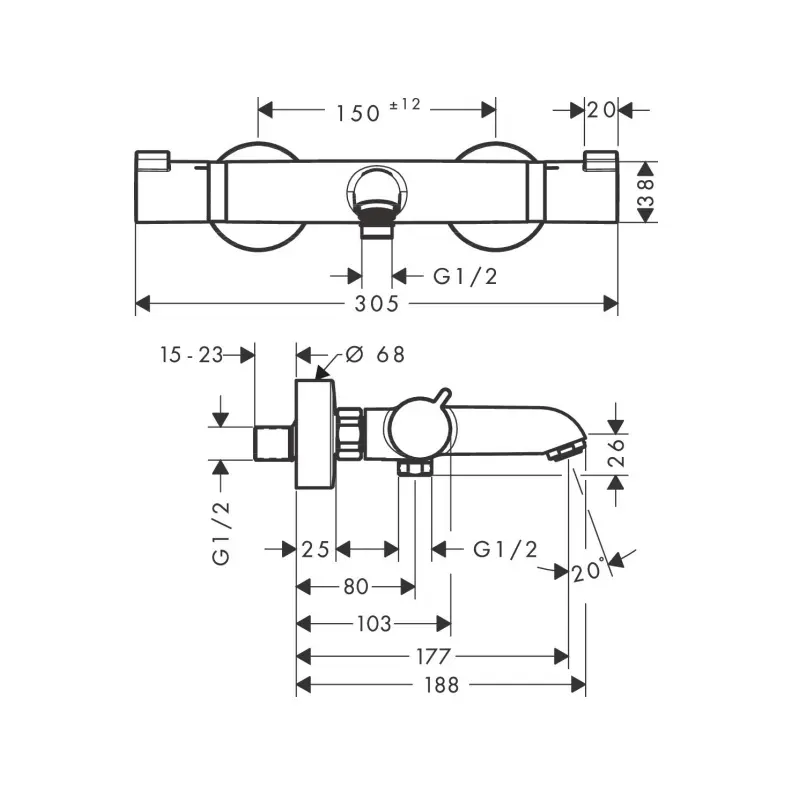 Hansgrohe Ecostat Comfort slavina za kadu termostatska sa izlivom (13114000) - Slika 3