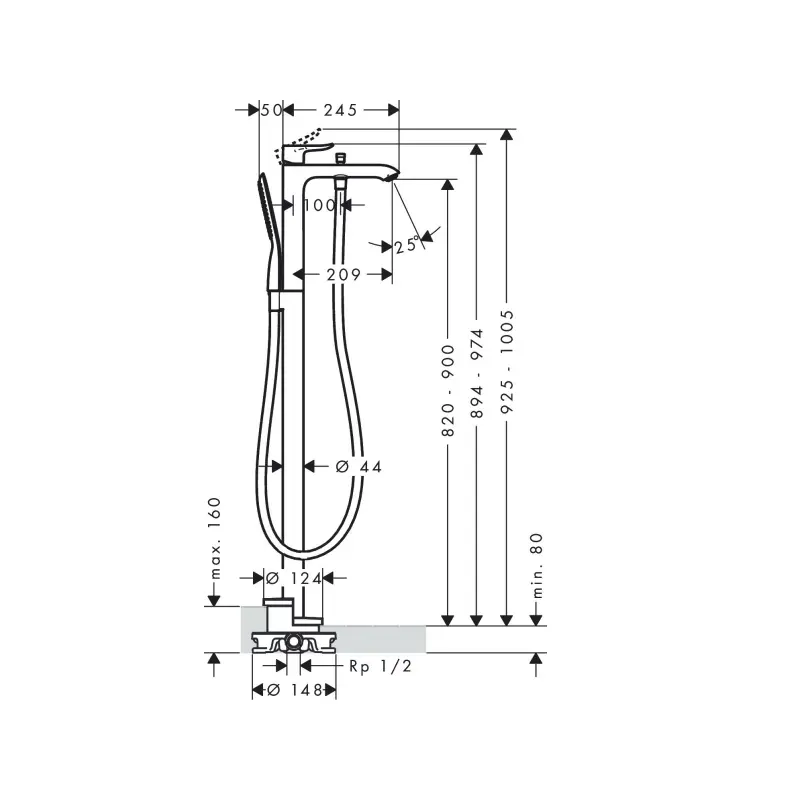 Hansgrohe Metris samostojeća slavina za kadu (31471000) - Slika 3