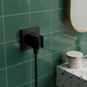 Hansgrohe FixFit E zidni priključak za tuš crevo sa držačem ručnog tuša – mat crna (26889670)
