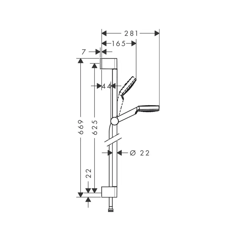 Hansgrohe Crometta 100 1jet 26533400 klizna šipka set 65 cm bela hrom
