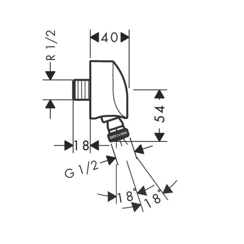 Hansgrohe FixFit E 27505000 zidni priključak za tuš crevo sa nepovratnim ventilom i zglobom hrom