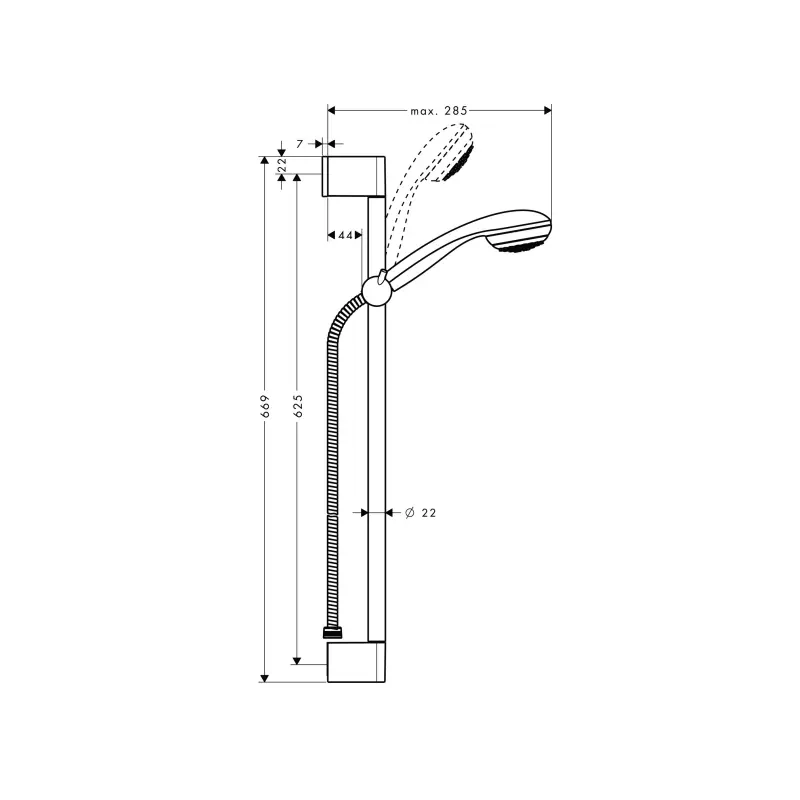 Hansgrohe Crometta 85 Mono EcoSmart 27652000 klizna šipka set 65 cm hrom