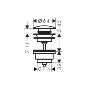 Hansgrohe Klik-Klak ventil brušena bronza 50100140 Hansgrohe 50100140 Klik-Klak odvodni ventil za lavabo i bide u brušenoj bronzi
