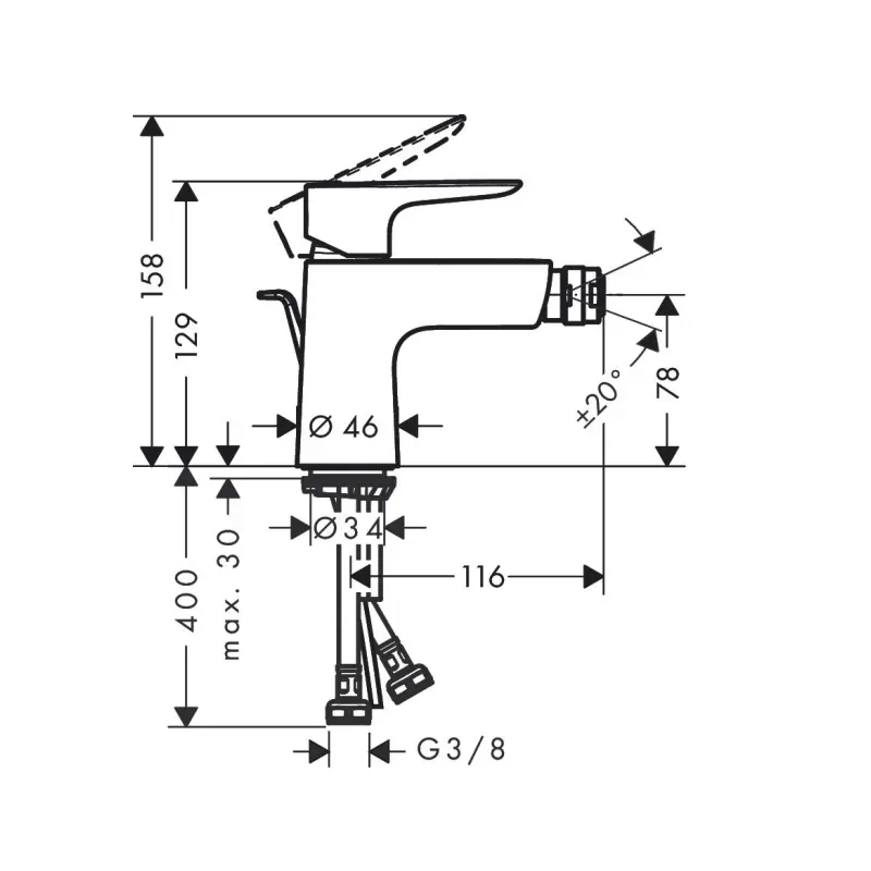 Hansgrohe Talis E 71720000 slavina za bide sa odlivnim ventilom hrom