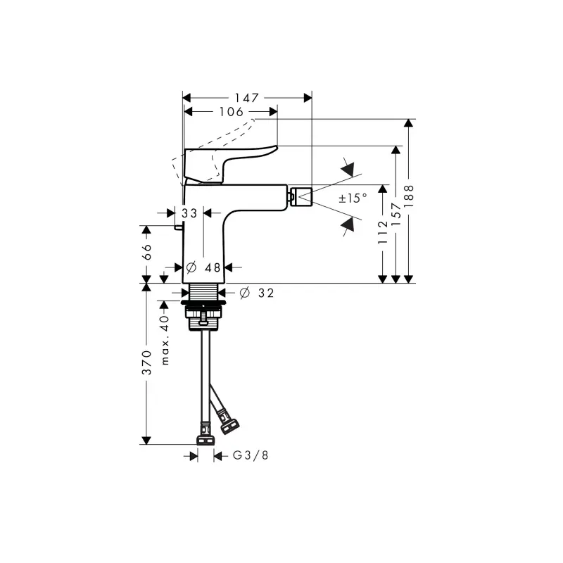 Hansgrohe Metris 31280000 slavina za bide sa odlivnim ventilom hrom