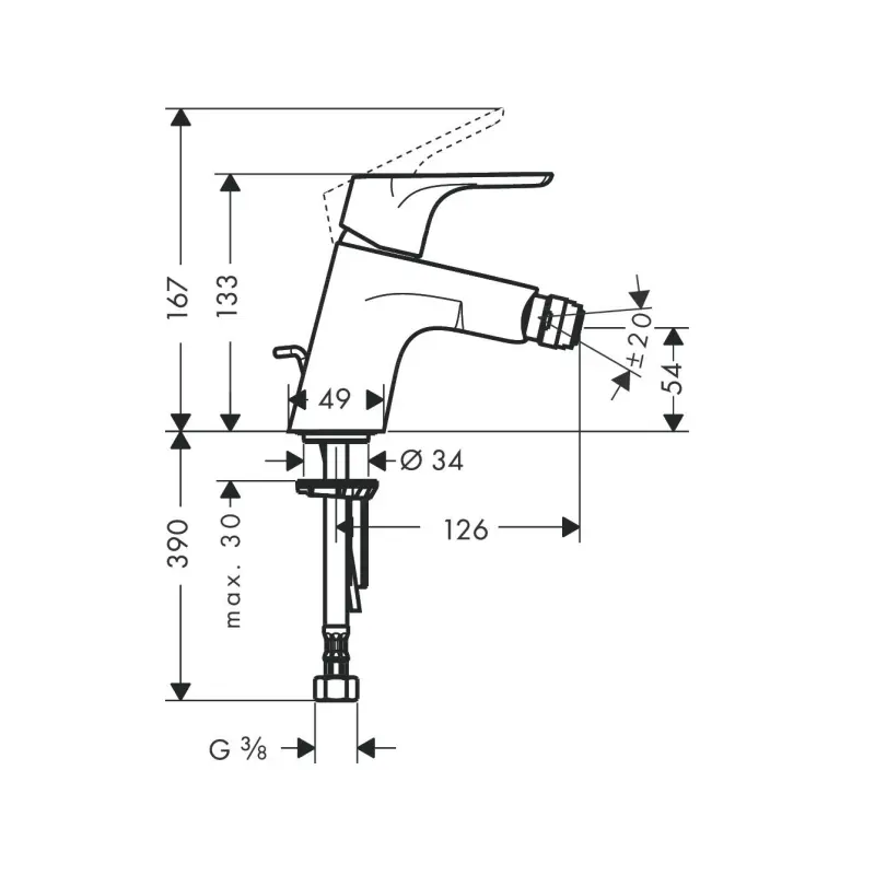 Hansgrohe Focus 31920000 slavina za bide sa metalnim odlivnim setom hrom