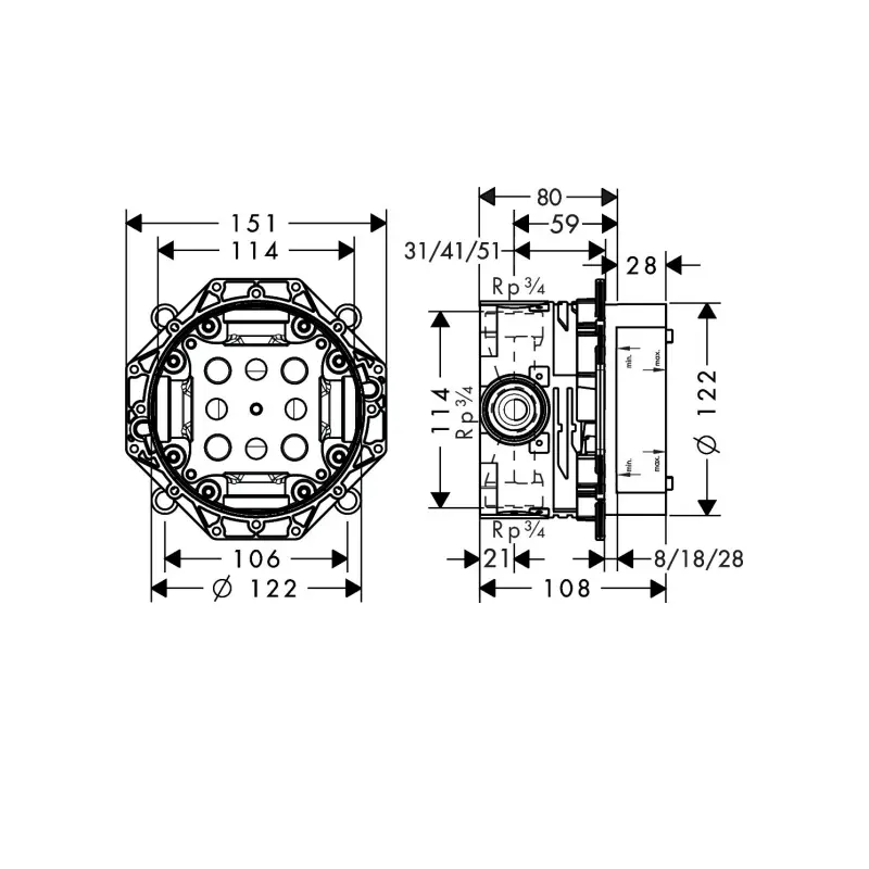 Hansgrohe iBox universal ugradni mešač (01800180) - Slika 3
