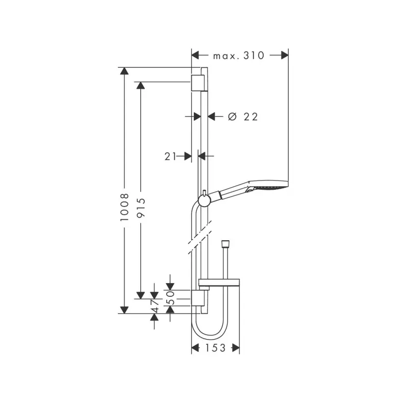 Hansgrohe Raindance Select S 26631000 klizna šipka set 90 cm hrom