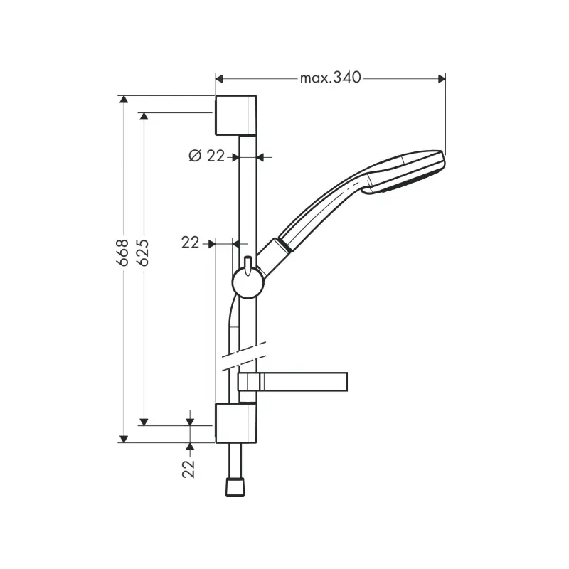 Hansgrohe Croma 100 Vario EcoSmart 27776000 klizna šipka set 65 cm hrom