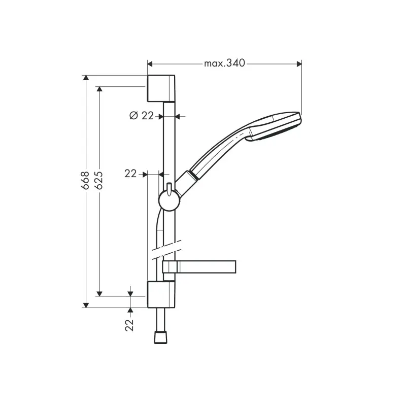 Hansgrohe Croma 100 Vario 27772000 klizna šipka set 65 cm hrom