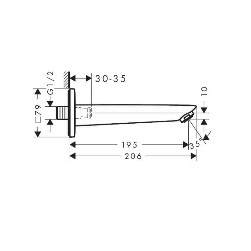 Hansgrohe Logis zidni izliv za kadu 195 mm (71410000) - Slika 3