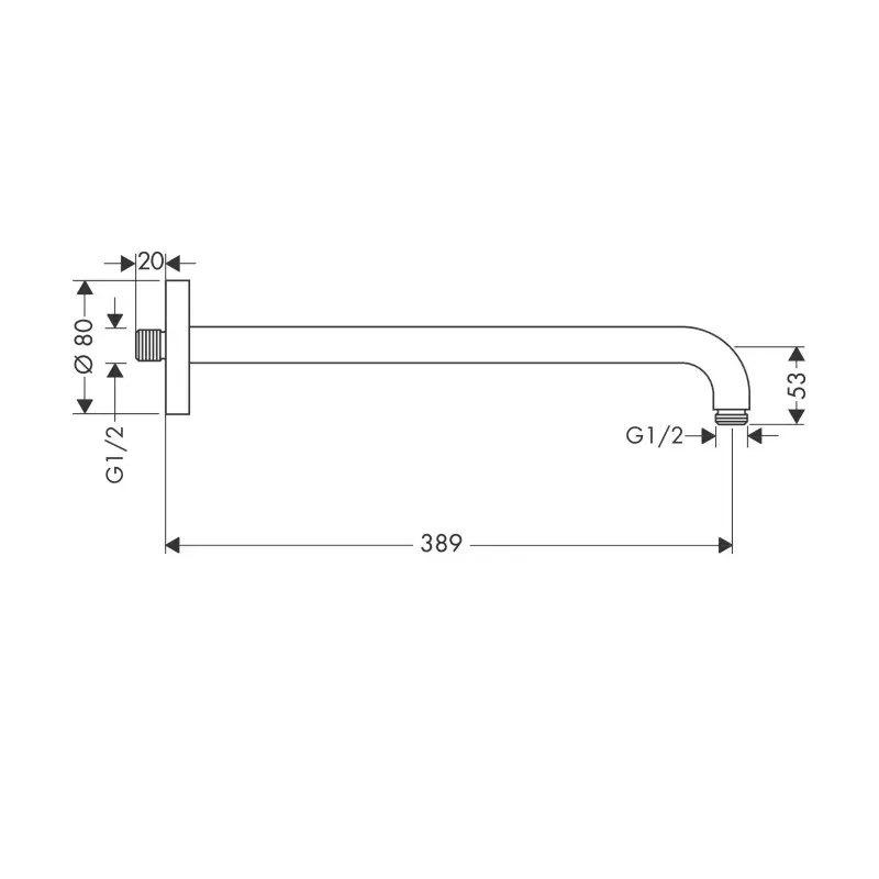 Hansgrohe zidni izliv za tuš ružu 39 cm – mat crna (27413670) - Slika 3