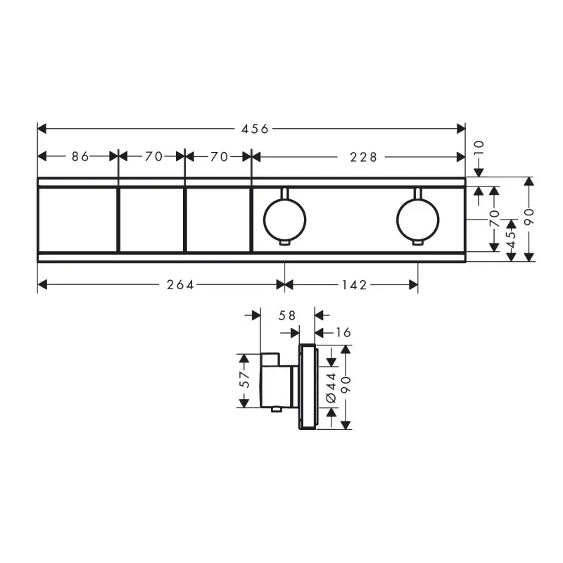 Hansgrohe RainSelect 15380670 maska za ugradnu slavinu za kadu sa termostatom za dve funkcije u mat crnoj boji