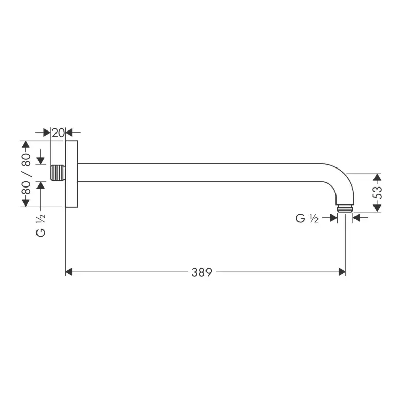 Hansgrohe 27446000 zidni izliv za tuš ružu 389 mm hrom