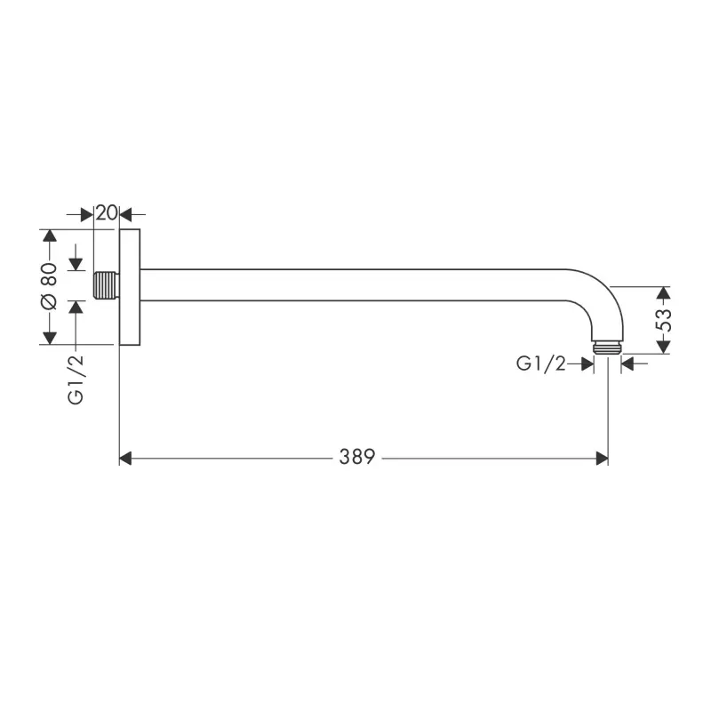 Hansgrohe zidni izliv za tuš ružu 39 cm (27413000) - Slika 3