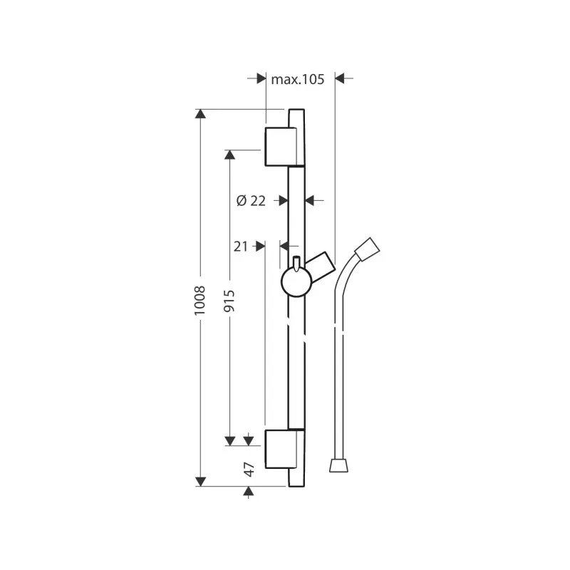 Hansgrohe Unica S Puro 28631670 klizna šipka 90 cm mat crna